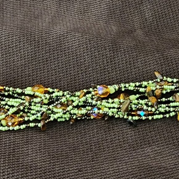 Claire's Green/Brown Multi-Strand Beaded Bohemian Style Bracelet - Picture 7 of 12
